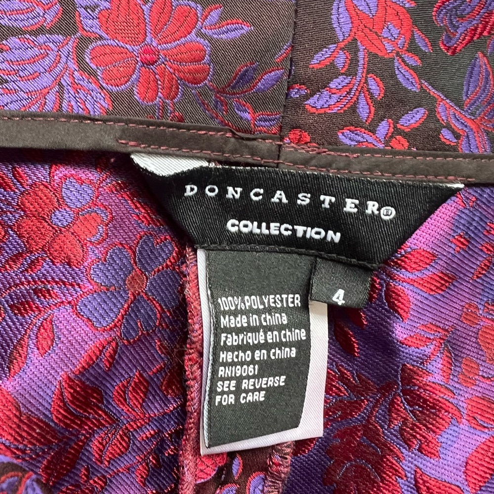 Doncaster Collection Floral Brocade Jacquard Straight Leg Pants - 4 - Picture 4 of 4